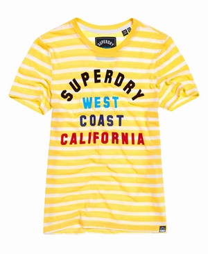 Superdry West Coast Stripe Női Pólók Citrom/Csíkok | IGUKS1324